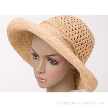 12cm Brim Hollow Out Raffia Sun Hats With Natural Color For